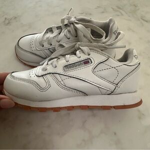 Reebok Kids' Classic Leather Shoes. White with gum rubber outsole. Size 11
